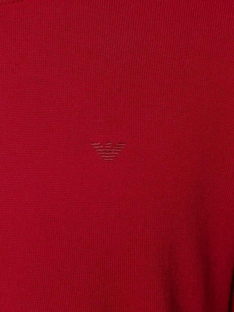 Red Men's Armani Emporio Logo Embroidered Sweaters | RSG013J