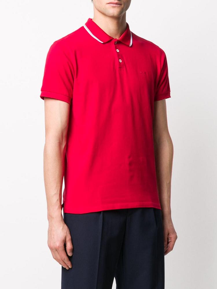 Red Men's Armani Emporio Logo Polo Shirts | 56JFO7D