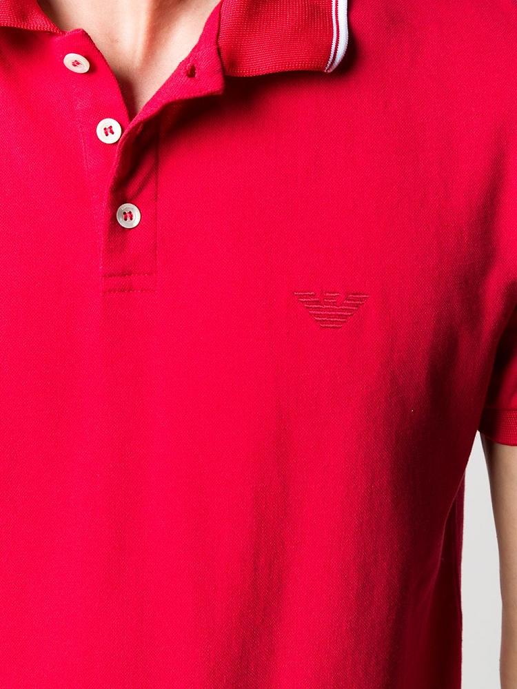 Red Men's Armani Emporio Logo Polo Shirts | 56JFO7D