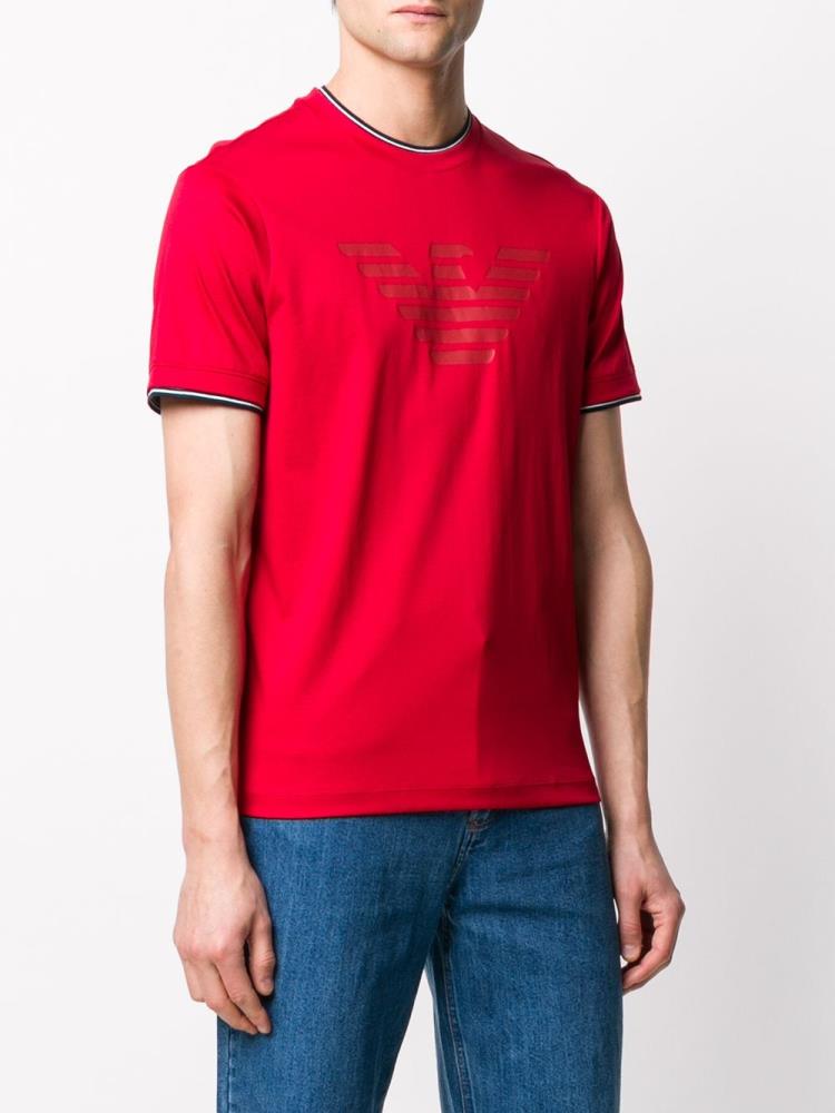 Red Men's Armani Emporio Logo Print T Shirts | I657EXC