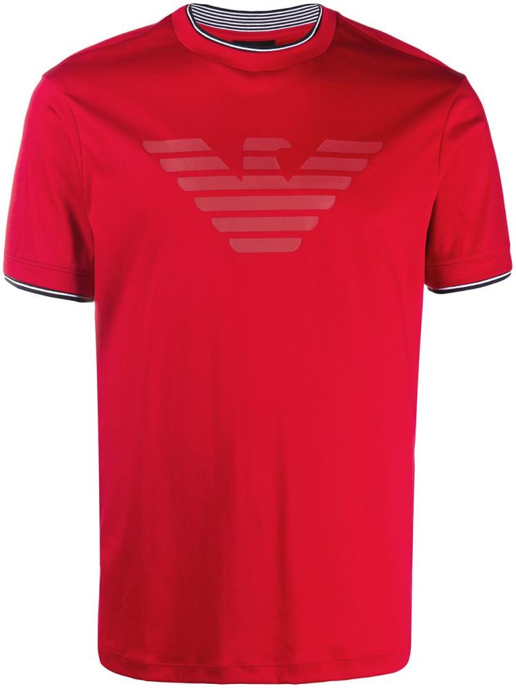 Red Men\'s Armani Emporio Logo Print T Shirts | I657EXC