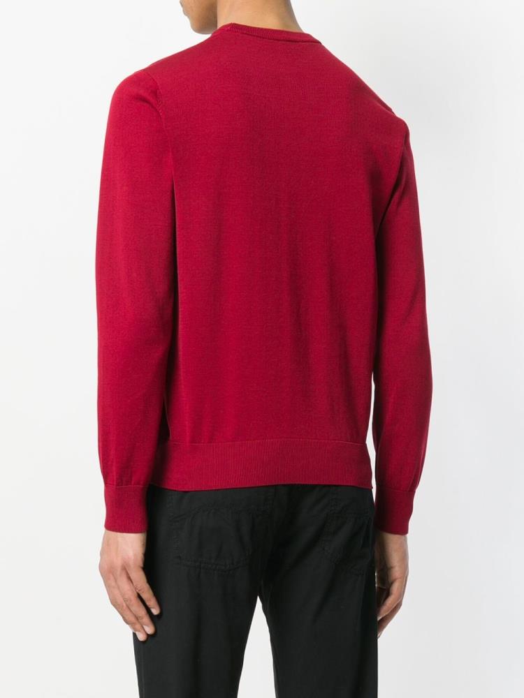 Red Men's Armani Emporio Slim Fit Logo Sweaters | EYNX2K5