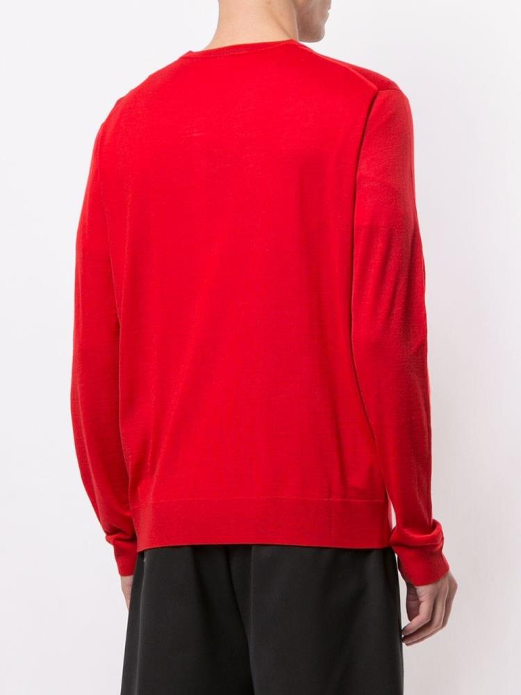 Red Men's Armani Emporio Textured Logo Jumpers | FGZTF5J