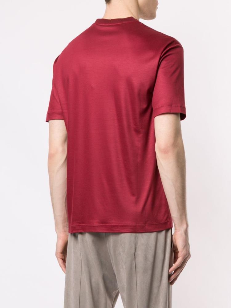 Red Men's Giorgio Armani Jacquard Detail T Shirts | V41E47X