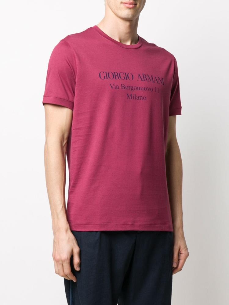 Red Men's Giorgio Armani Logo Print T Shirts | XR6E2CU