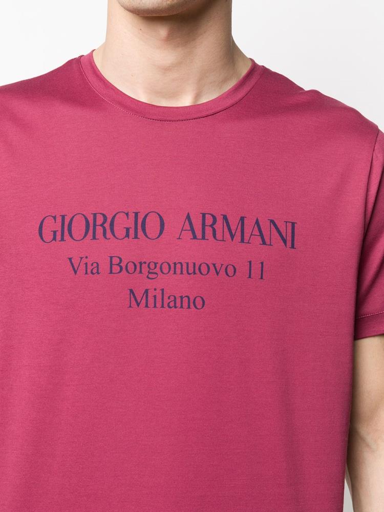 Red Men's Giorgio Armani Logo Print T Shirts | XR6E2CU