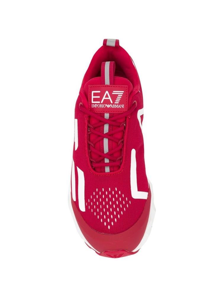 Red Women's Ea7 Emporio Armani Contrast Logo Sneakers | LCD88L1