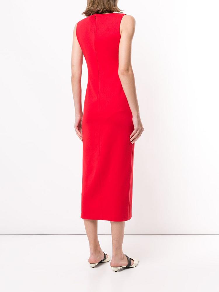 Red Women's Armani Emporio Asymmetric Neck Fitted Dress | BCUL3W5