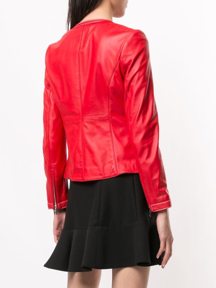 Red Women's Armani Emporio Band Collar Jackets | 0SAZTZJ