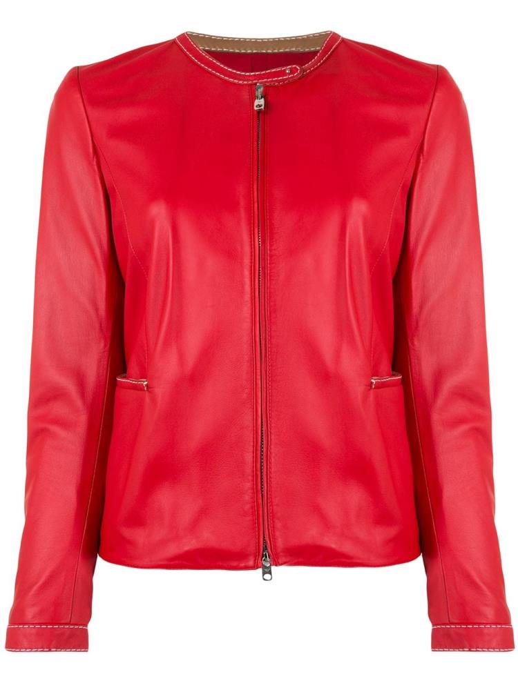 Red Women\'s Armani Emporio Band Collar Jackets | 0SAZTZJ