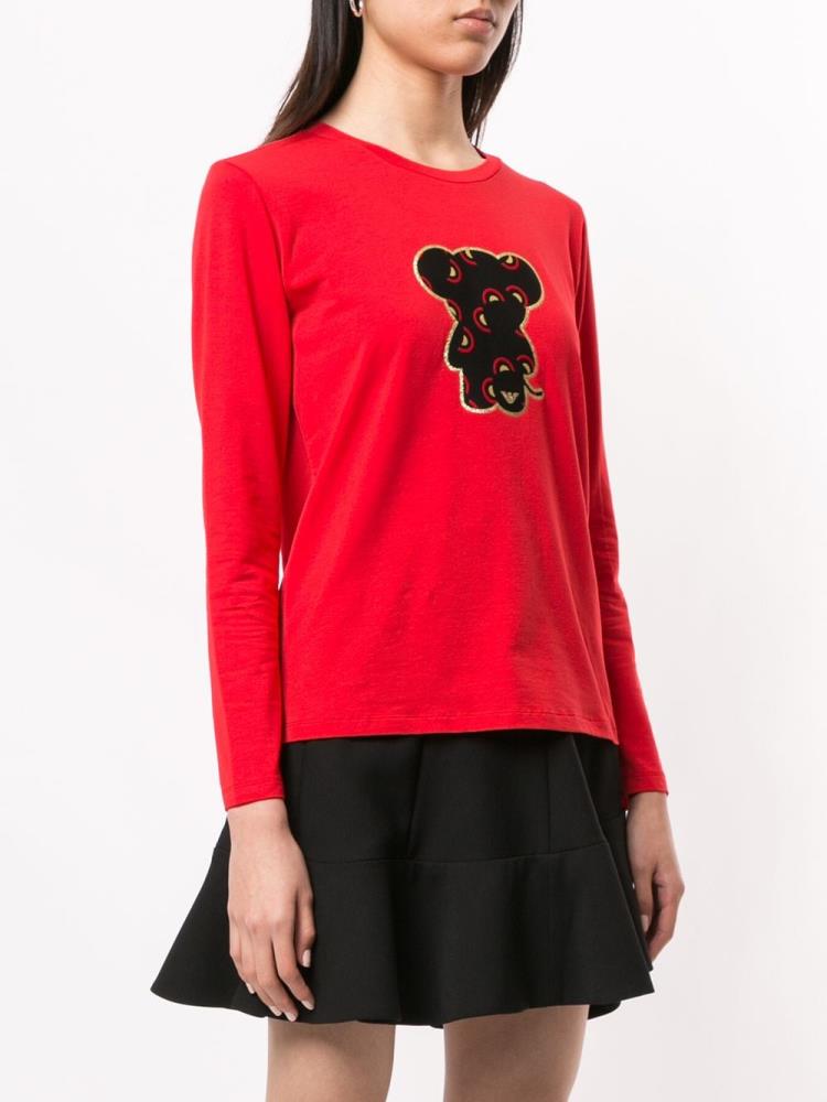 Red Women's Armani Emporio Bear Print T Shirts | 4401UQQ