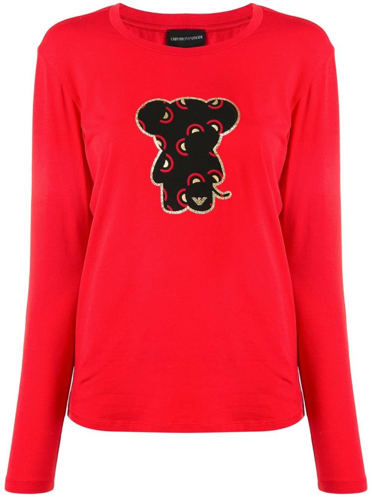 Red Women\'s Armani Emporio Bear Print T Shirts | 4401UQQ