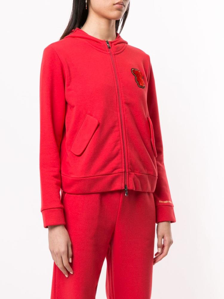 Red Women's Armani Emporio Bear Patch Hoodie | WOZJGNM