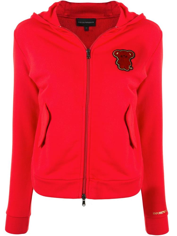 Red Women\'s Armani Emporio Bear Patch Hoodie | WOZJGNM