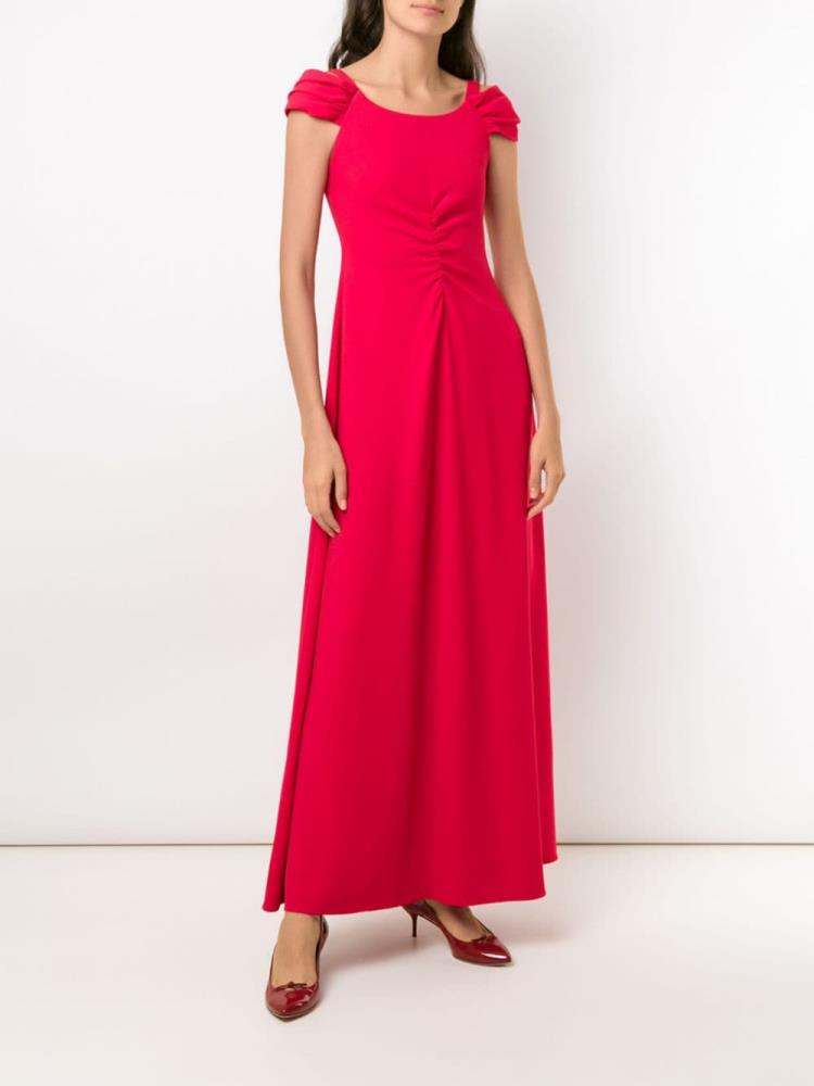 Red Women's Armani Emporio Draped Front Maxi Dress | OF0HCXN