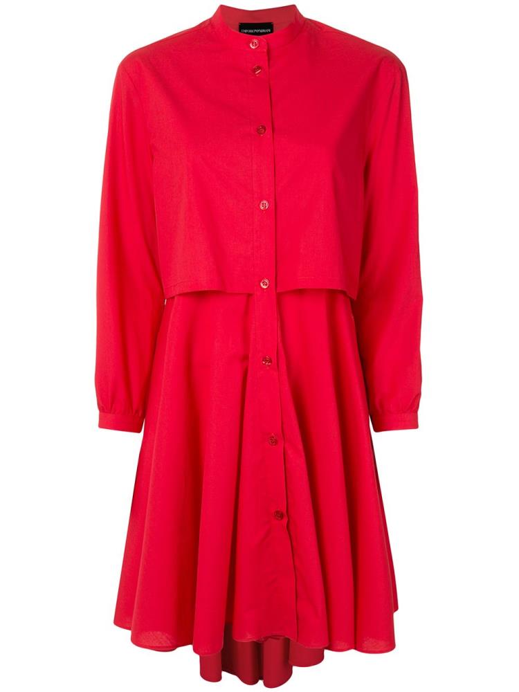 Red Women\'s Armani Emporio Layered Shirt Dress Dress | HURNWFW