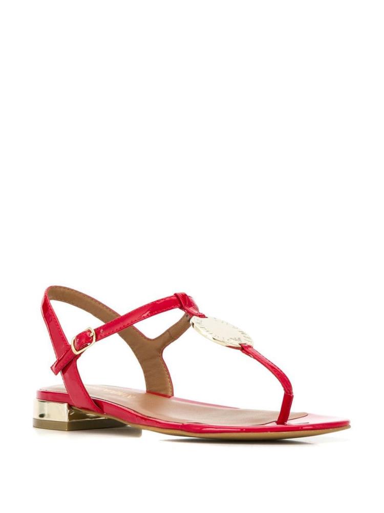 Red Women's Armani Emporio Logo Charm Sandals | S16CC1O