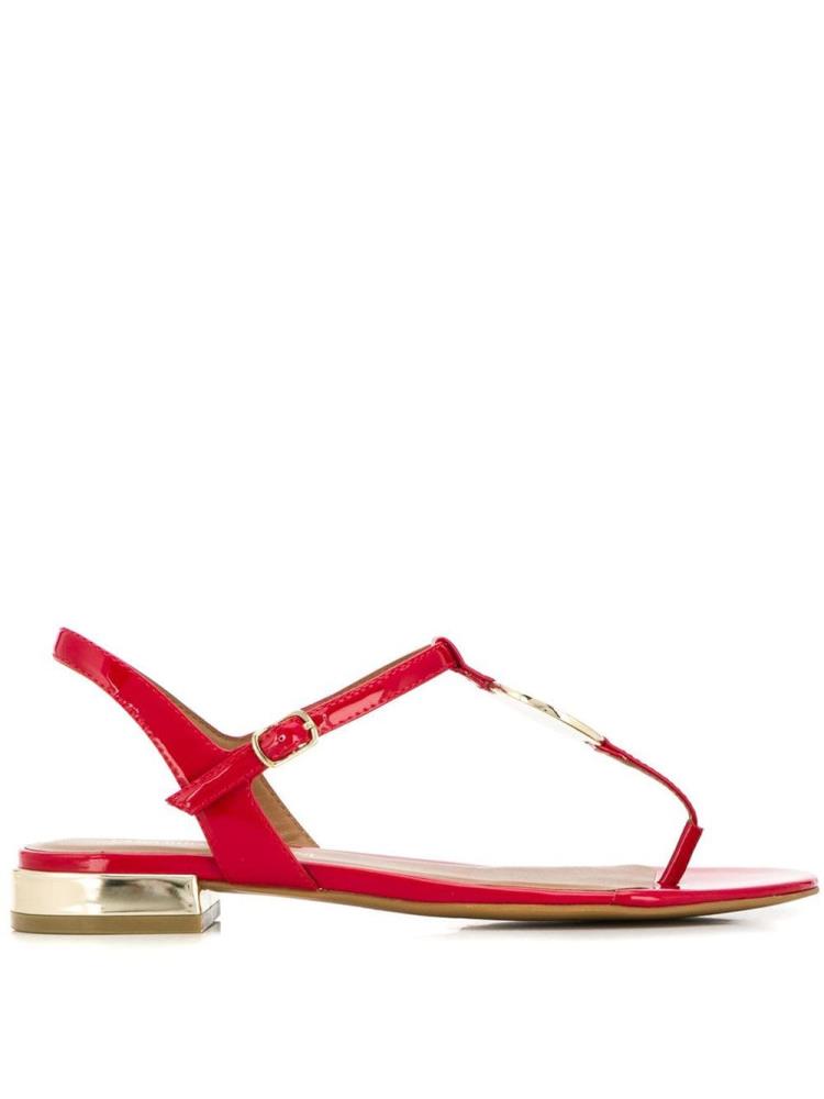 Red Women\'s Armani Emporio Logo Charm Sandals | S16CC1O