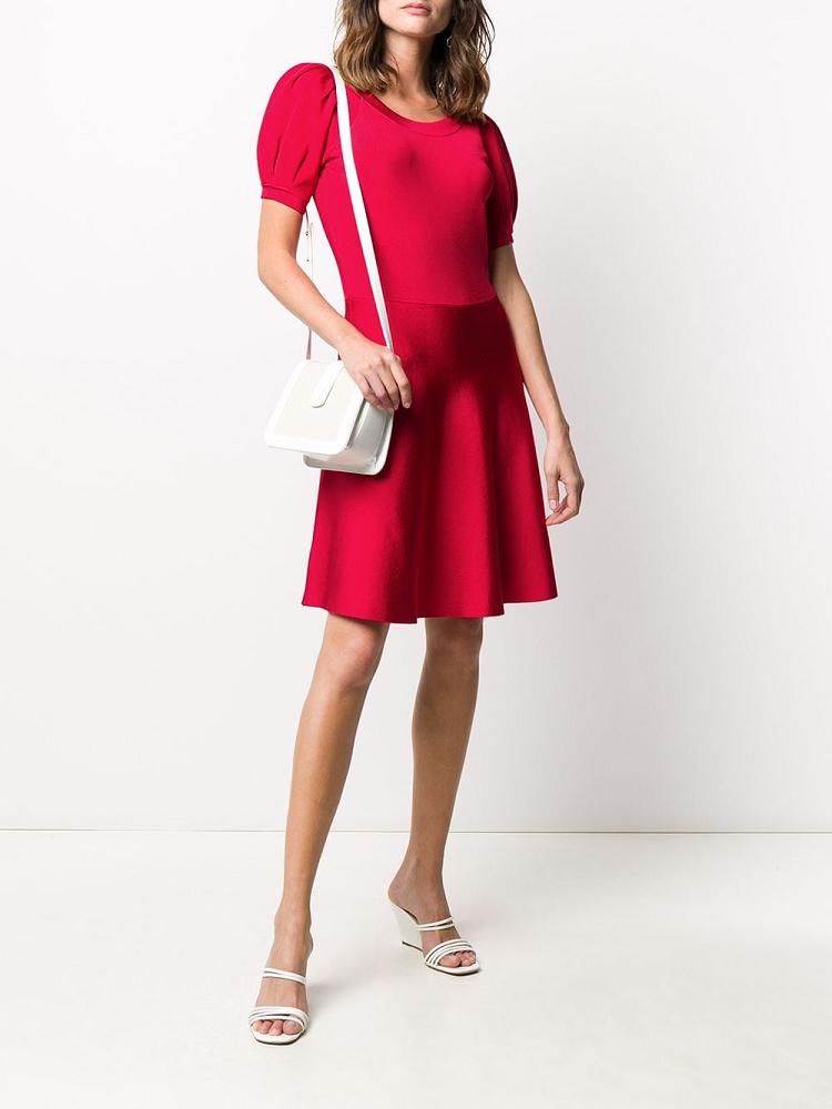 Red Women's Armani Emporio Puff Sleeve Mini Dress | Z7AXWJQ