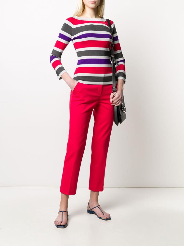 Red Women's Armani Emporio Ribbed Knit Striped Jumpers | FCS3D0W