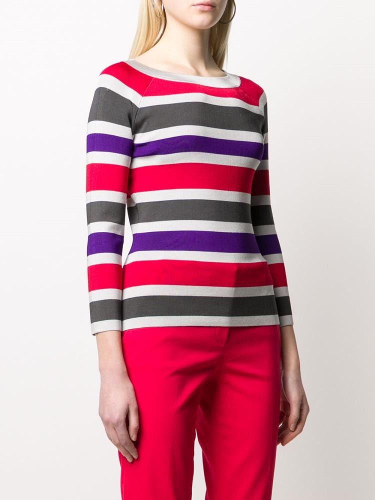 Red Women's Armani Emporio Ribbed Knit Striped Jumpers | FCS3D0W