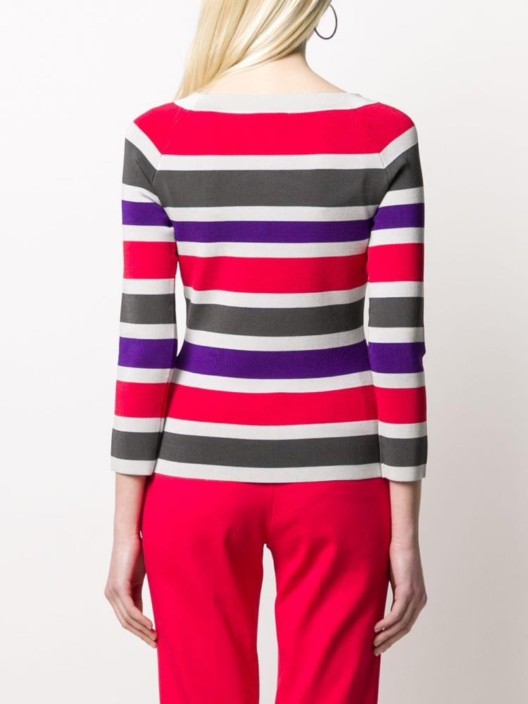 Red Women's Armani Emporio Ribbed Knit Striped Jumpers | FCS3D0W