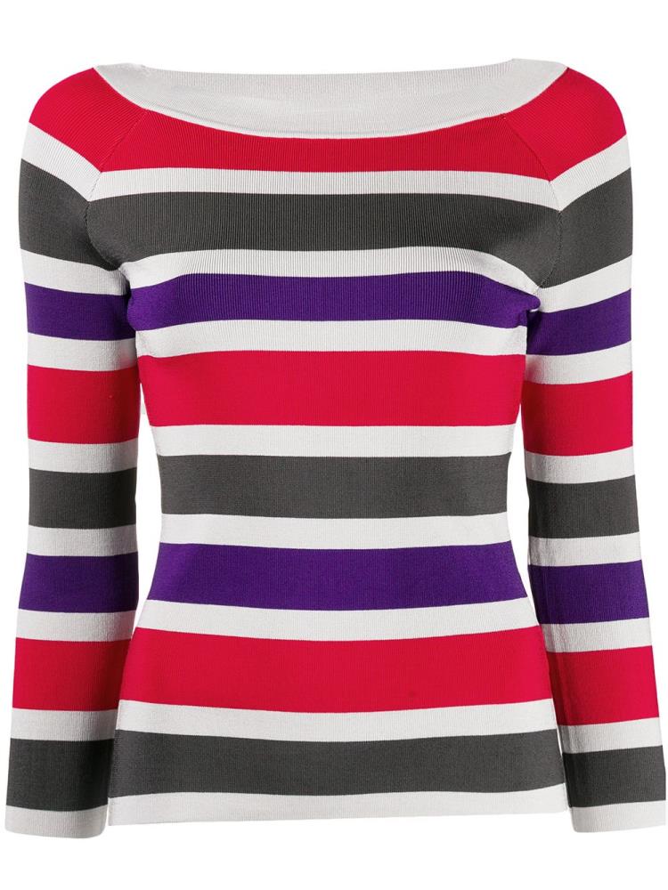 Red Women\'s Armani Emporio Ribbed Knit Striped Jumpers | FCS3D0W