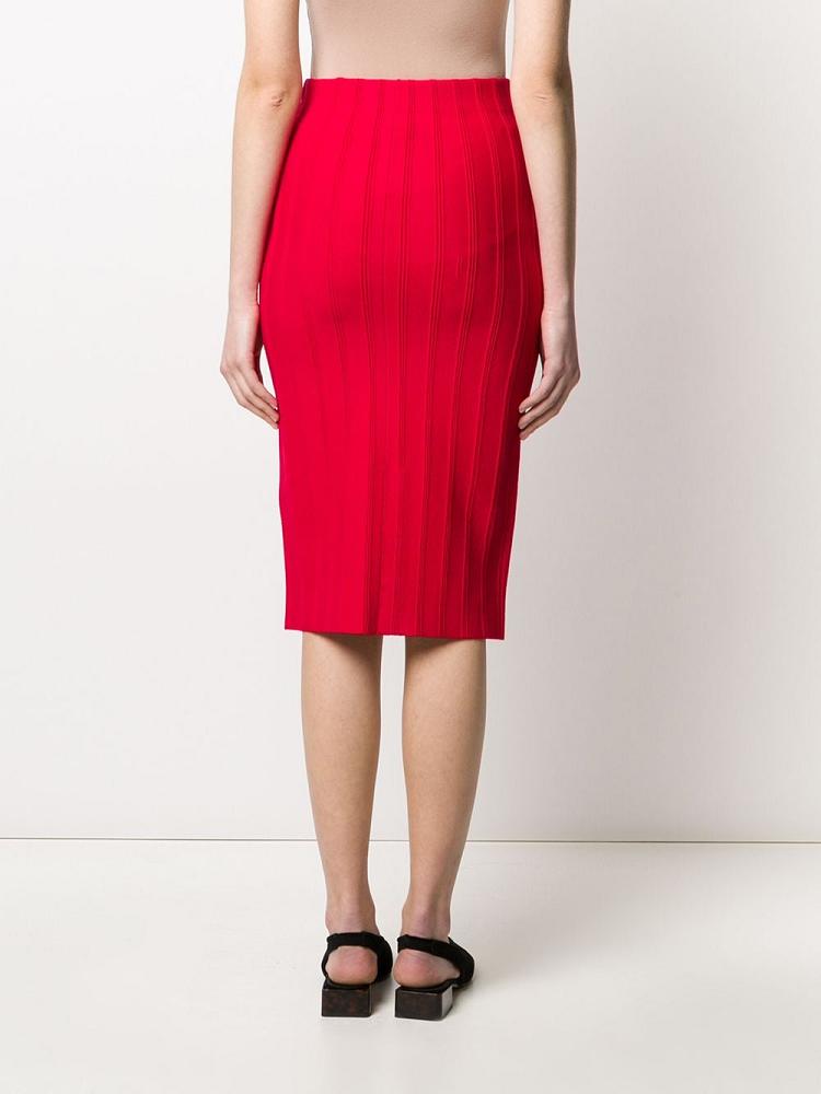 Red Women's Armani Emporio Ribbed Fitted Skirts | ZGKG3FE