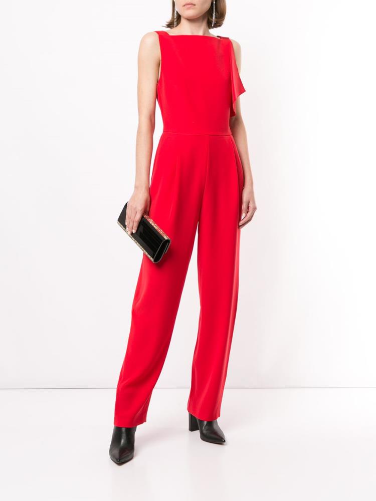 Red Women's Armani Emporio Ruffled Sleeveless Jumpsuit | J6CMEEK