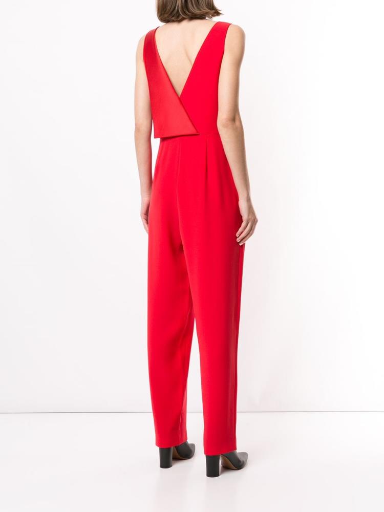 Red Women's Armani Emporio Ruffled Sleeveless Jumpsuit | J6CMEEK