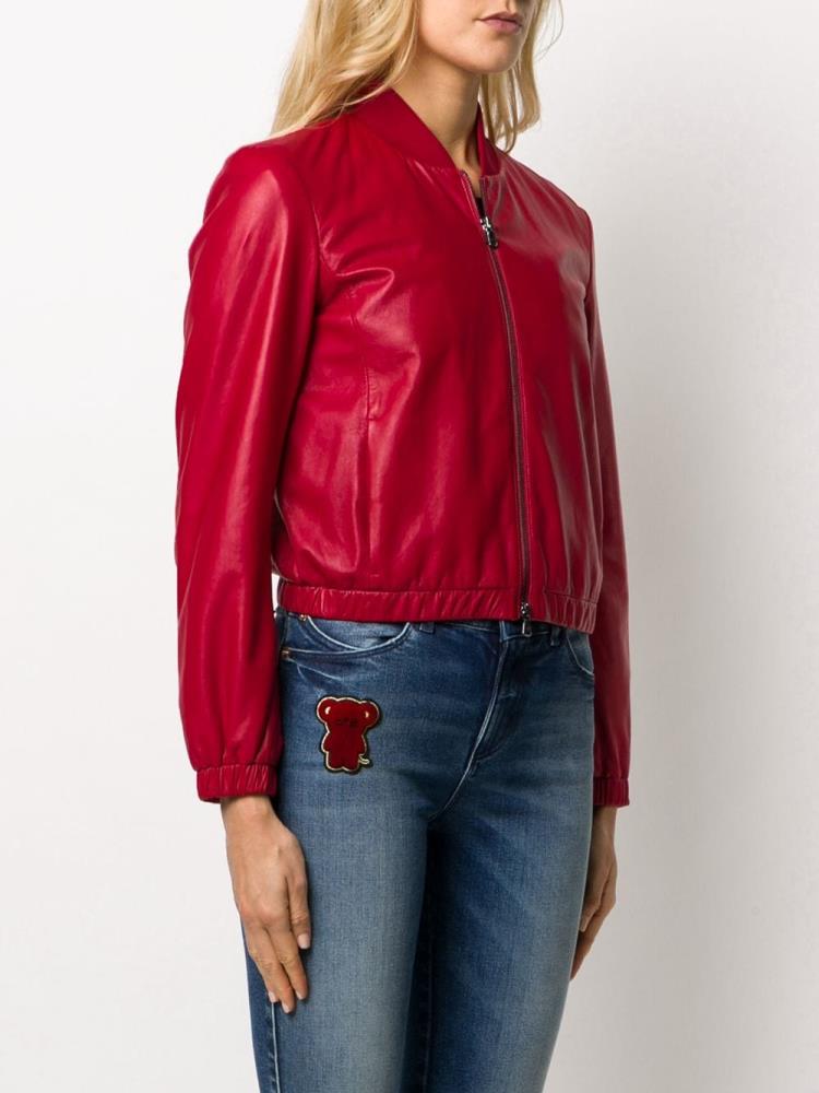 Red Women's Armani Emporio Short Bomber Jacket | DU0VWRR