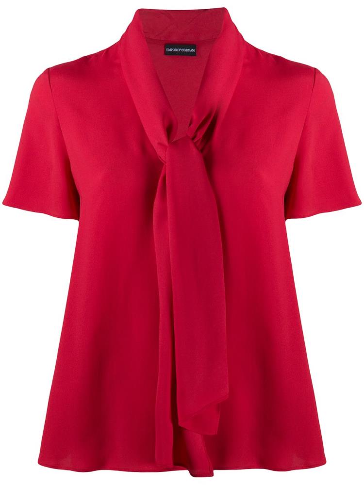 Red Women\'s Armani Emporio Tie Neck Blouse | XRKRB1M