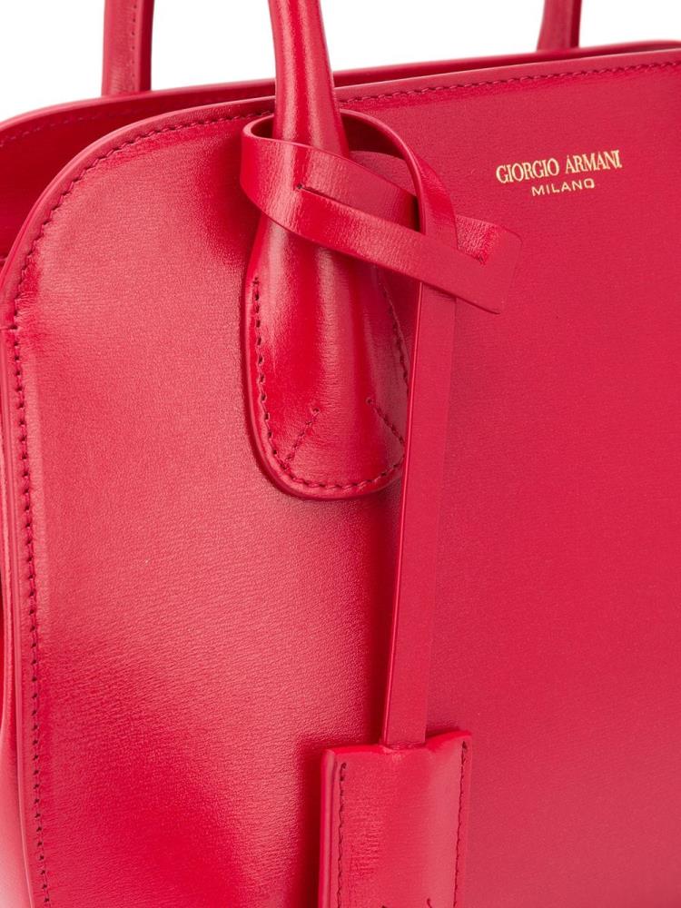 Red Women's Giorgio Armani Logo Top Handle Tote Bags | 20WHINF