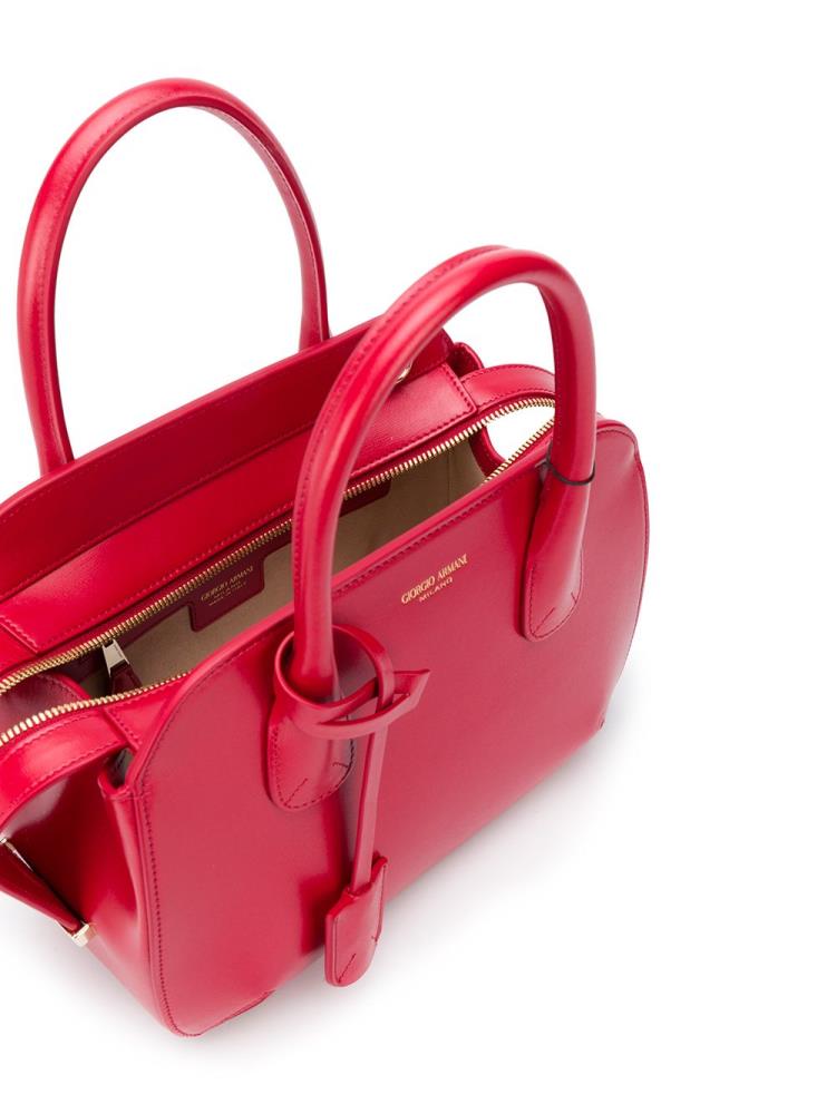 Red Women's Giorgio Armani Logo Top Handle Tote Bags | 20WHINF