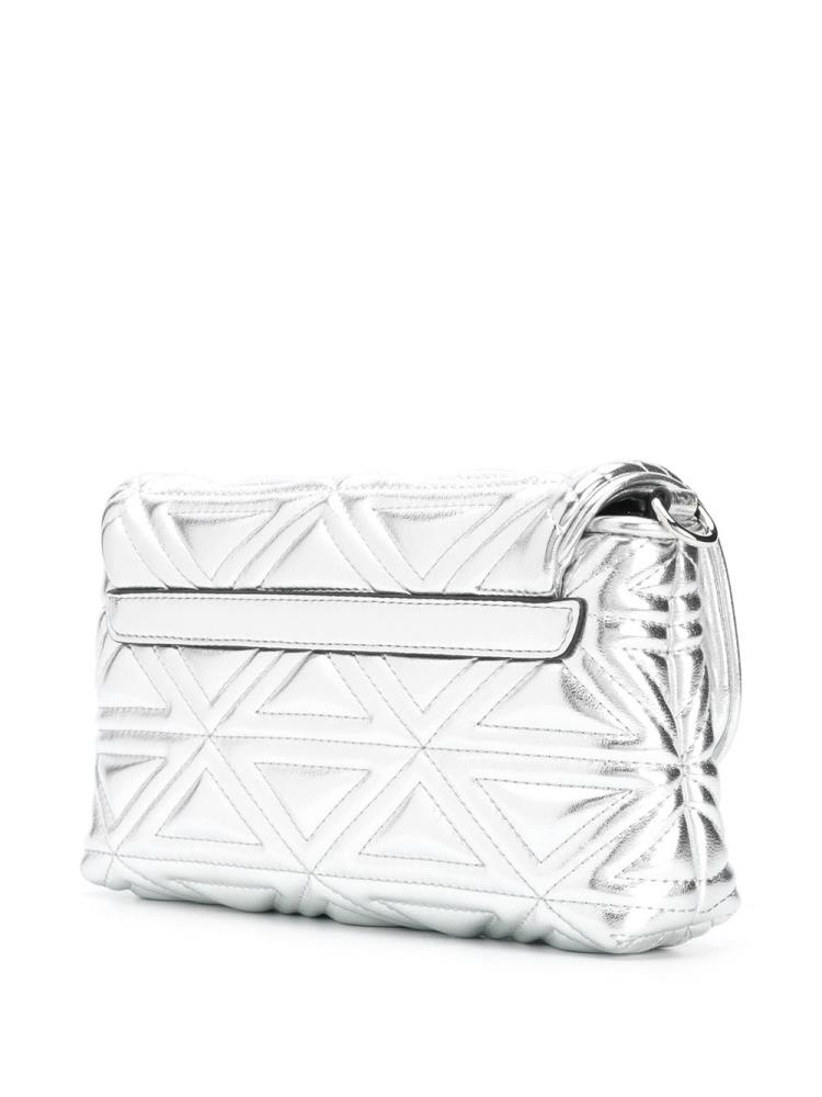 Silver Women's Armani Emporio Embossed Metallic Crossbody Bags | 0T37CTP