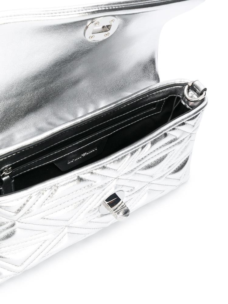 Silver Women's Armani Emporio Embossed Metallic Crossbody Bags | 0T37CTP