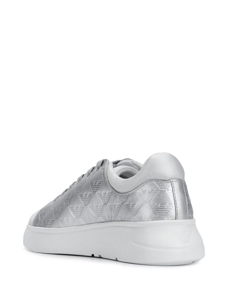 Silver Women's Armani Emporio Monogram Chunky Sole Sneakers | DHKO6Q6