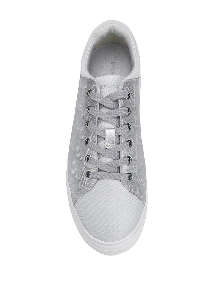 Silver Women's Armani Emporio Monogram Chunky Sole Sneakers | DHKO6Q6