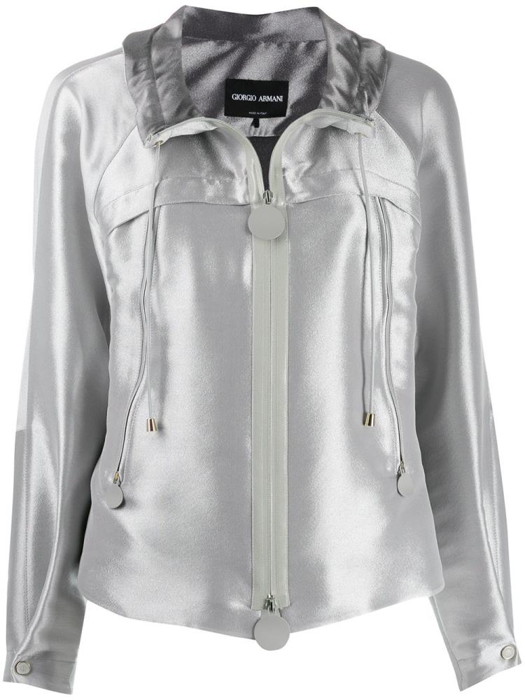 Silver Women\'s Giorgio Armani Varsity Bomber Jacket | USAO20X