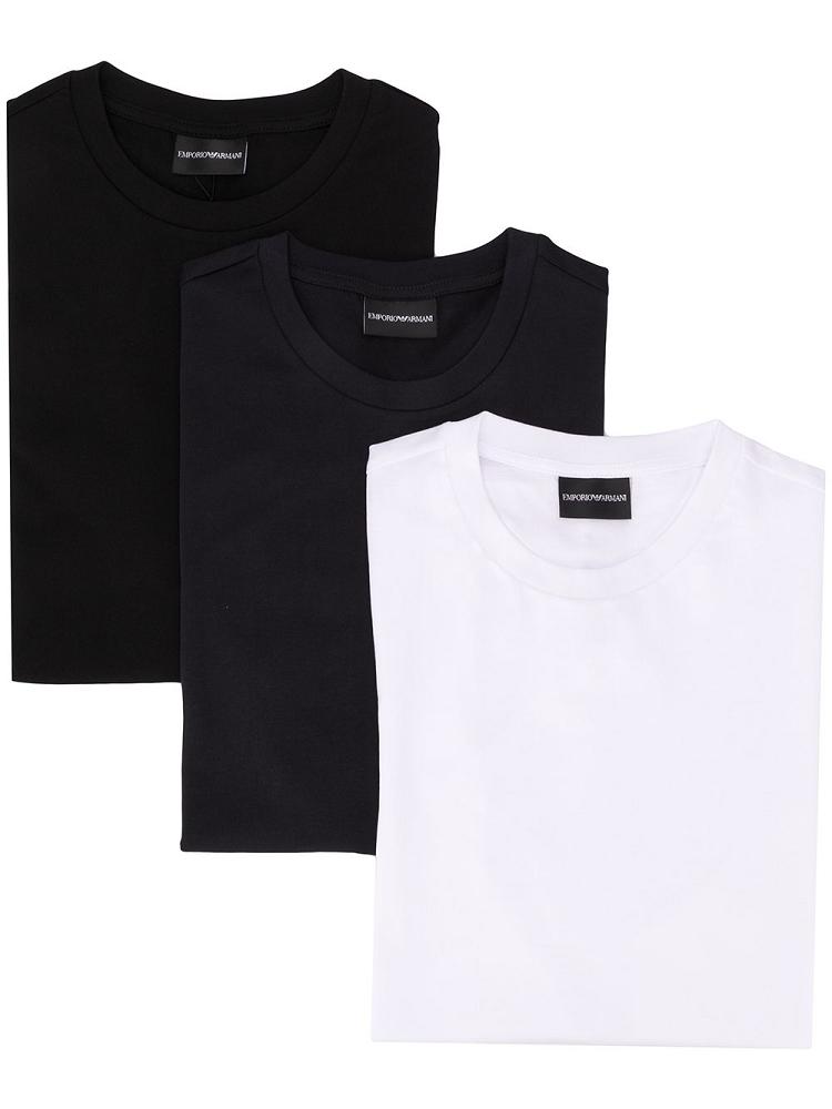 White / Black Men\'s Armani Emporio X 3 Pack Cotton T Shirts | 2018X0E