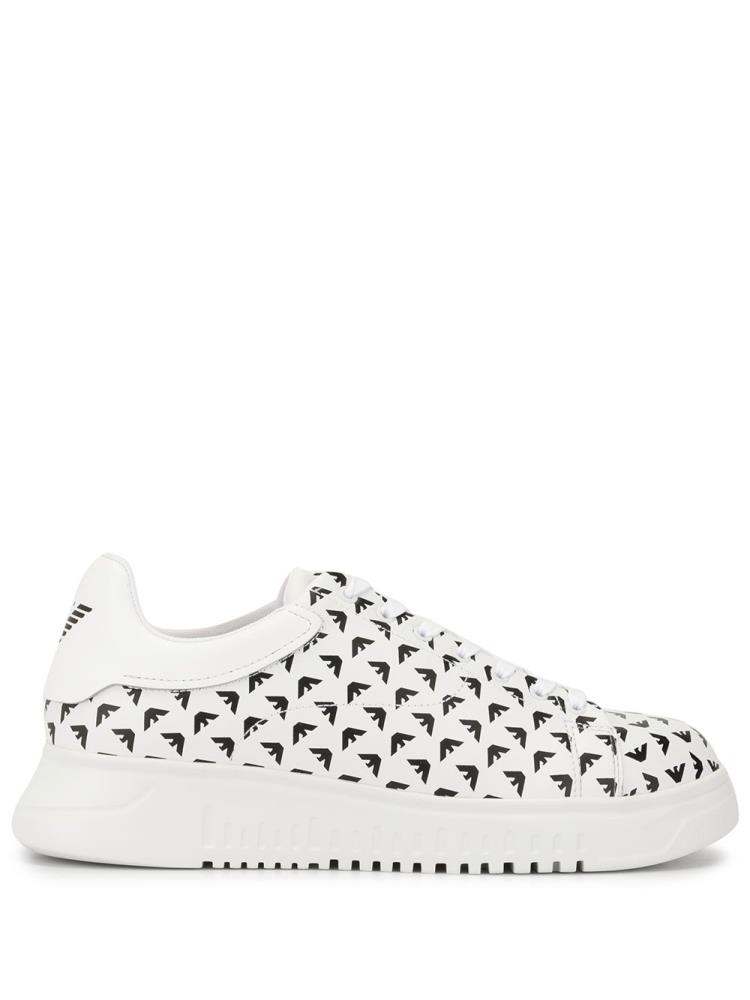 White / Black Men\'s Armani Emporio Logo Print Low Top Sneakers | 43RE46L