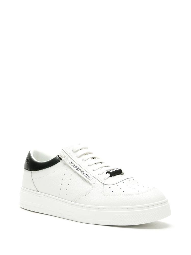 White / Black Men's Armani Emporio Side Zip Detail Sneakers | WTD2EQL