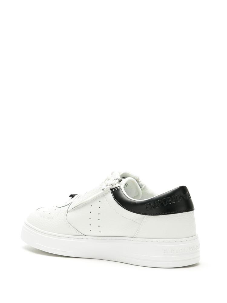 White / Black Men's Armani Emporio Side Zip Detail Sneakers | WTD2EQL