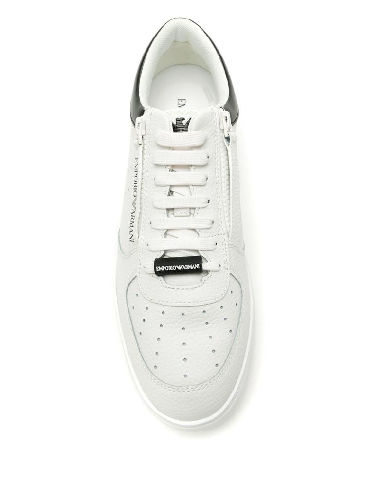 White / Black Men's Armani Emporio Side Zip Detail Sneakers | WTD2EQL