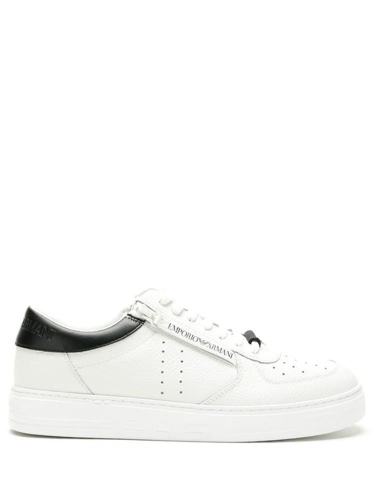 White / Black Men\'s Armani Emporio Side Zip Detail Sneakers | WTD2EQL