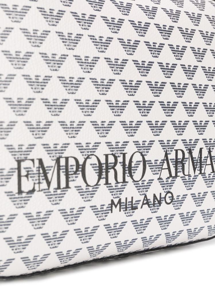 White / Black Women's Armani Emporio Logo Print Shoulder Bags | JY5VGX5