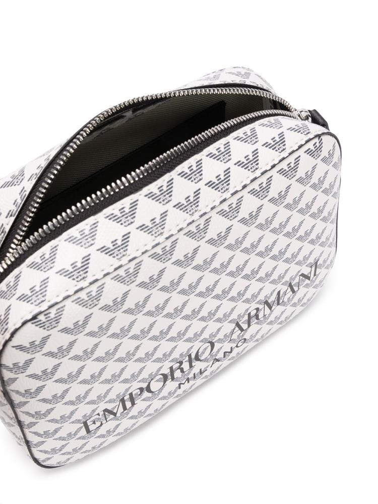 White / Black Women's Armani Emporio Logo Print Shoulder Bags | JY5VGX5