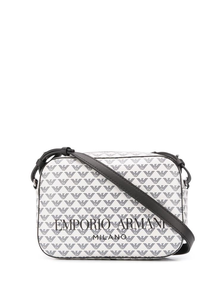 White / Black Women\'s Armani Emporio Logo Print Shoulder Bags | JY5VGX5