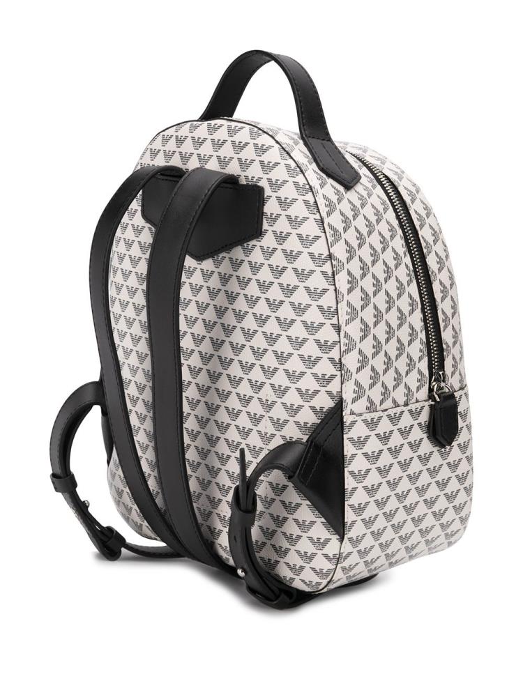 White / Black Women's Armani Emporio Logo Print Backpacks | OPVWF15