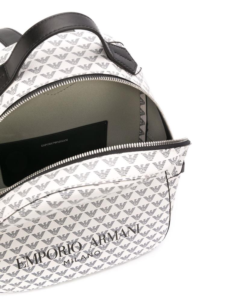 White / Black Women's Armani Emporio Logo Print Backpacks | OPVWF15